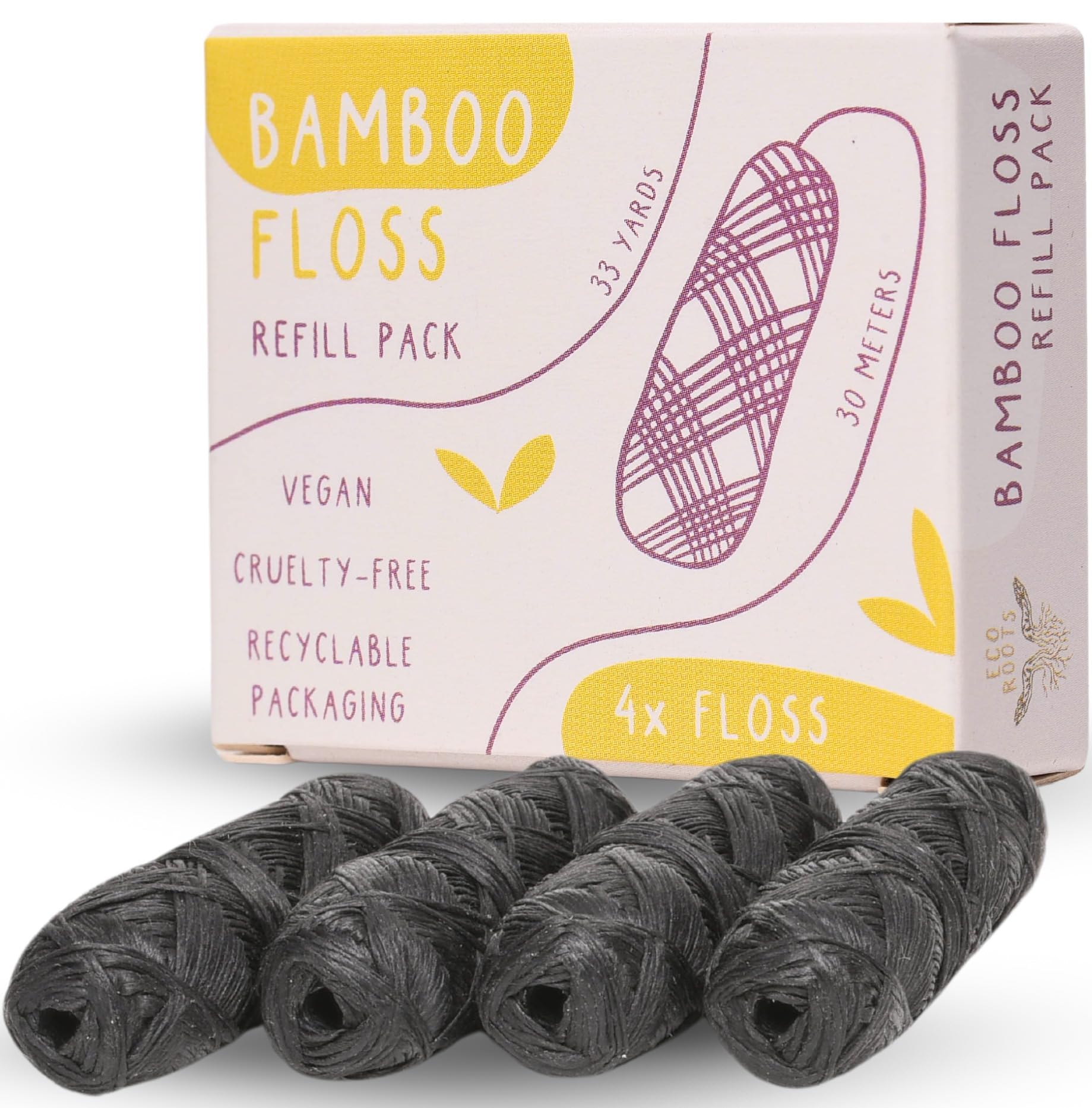 ECO ROOTS frontal del pack de repuestos mostrando diseño ecológico y beneficio sostenible