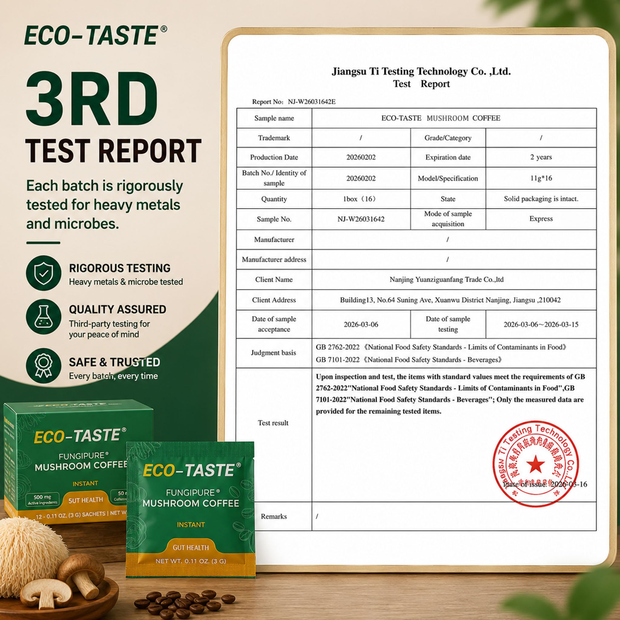 ECO-TASTE sobre en mano para comparar tamaño y facilidad de uso
