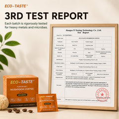 ECO-TASTE sachet junto a una moneda para comparar tamaño y porción exacta