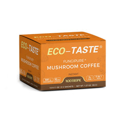 ECO-TASTE empaque frontal mostrando 12 sachets y diseño de producto claro