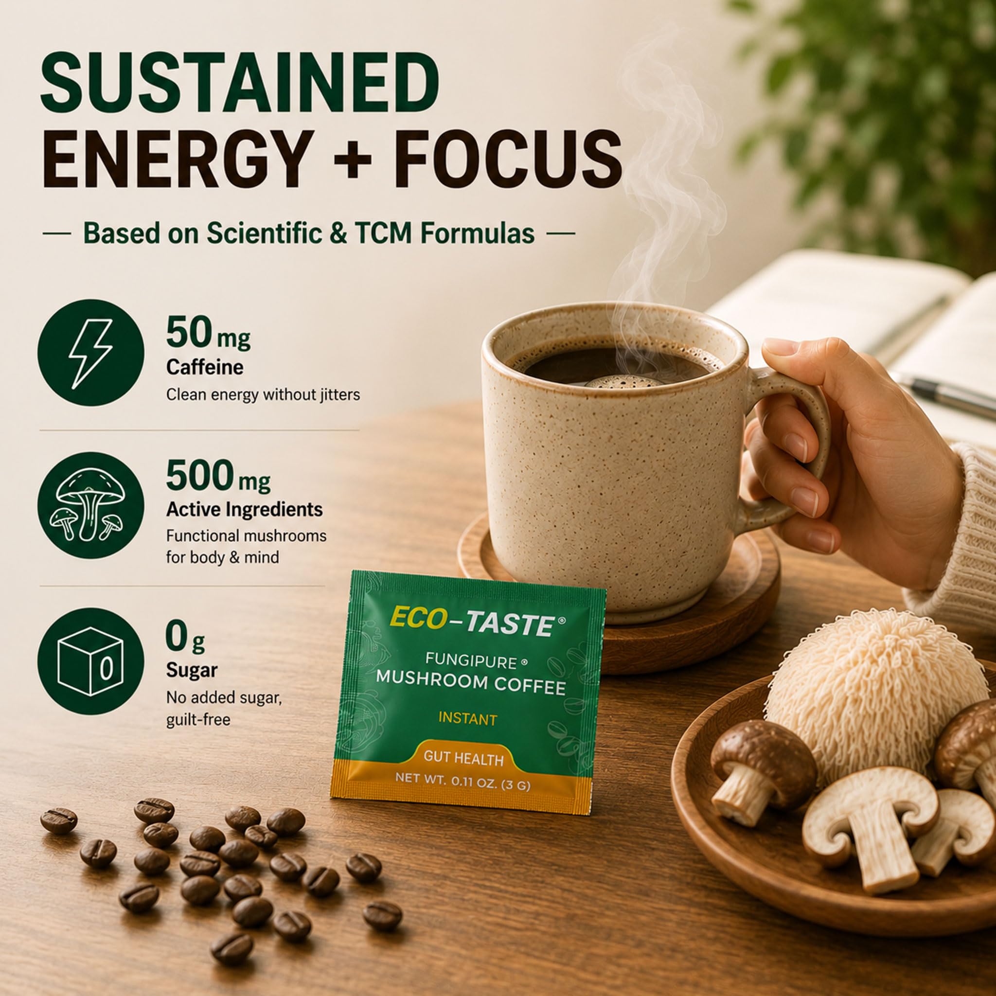 ECO-TASTE taza preparada lista para beber, aporta energía natural