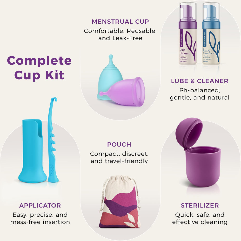 EcoBlossom copas menstruales S y L frontal para elección de talla segura