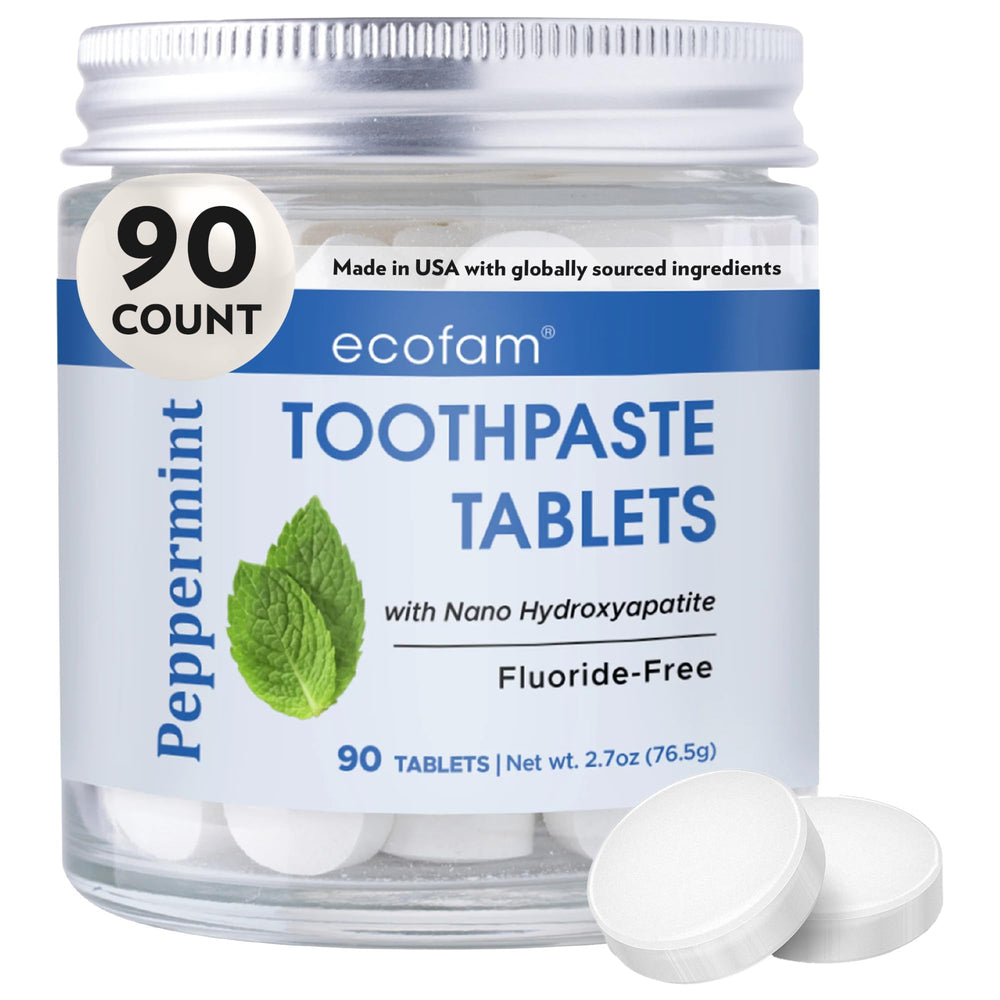 EcoFam frasco frontal mostrando tabletas y beneficio ecológico