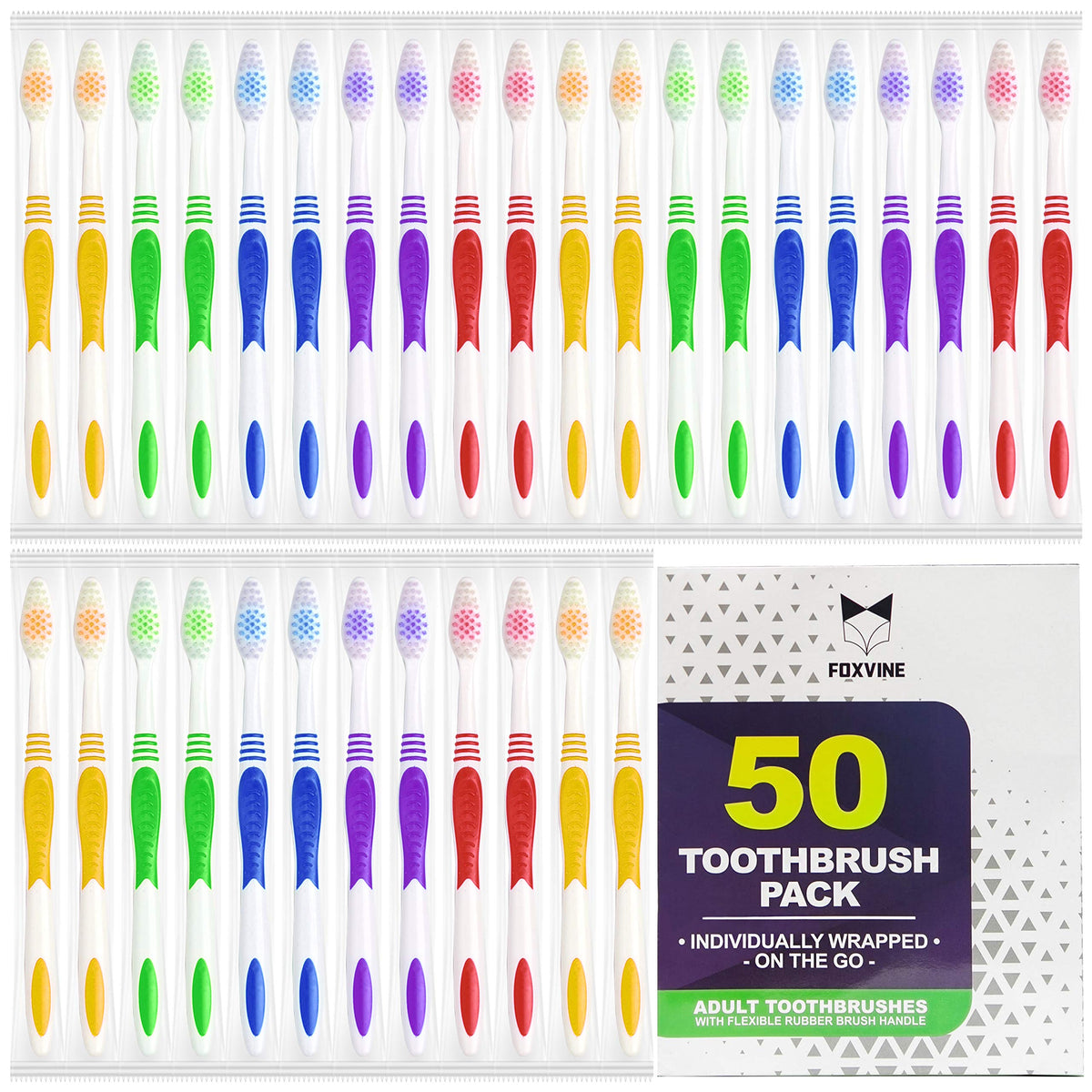 EcoFox pack frontal con 50 cepillos, cantidad conveniente para viajes