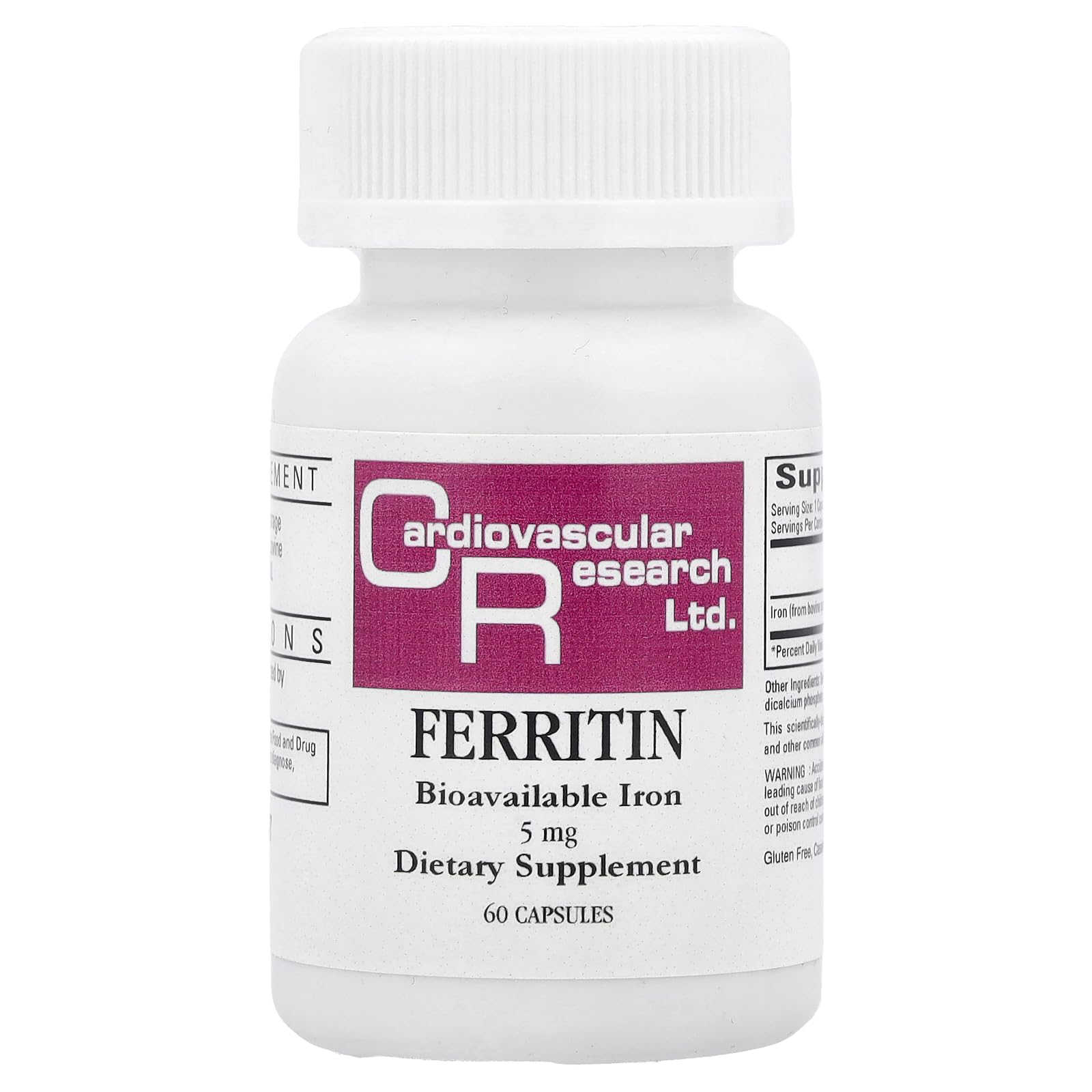 Ecological Formulas frasco frontal Ferritin mostrando etiqueta clara y beneficios
