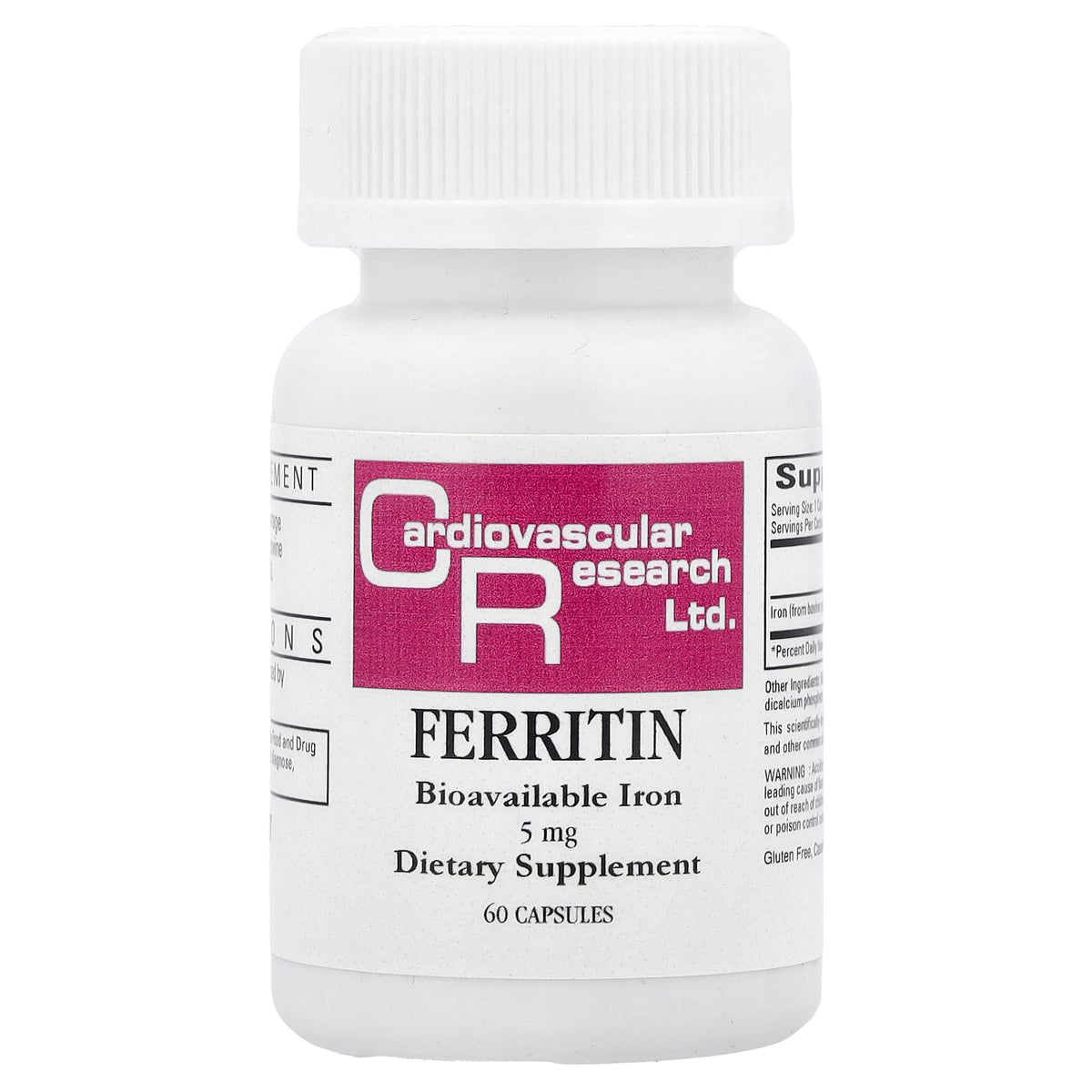 Ecological Formulas frasco frontal Ferritin mostrando etiqueta clara y beneficios