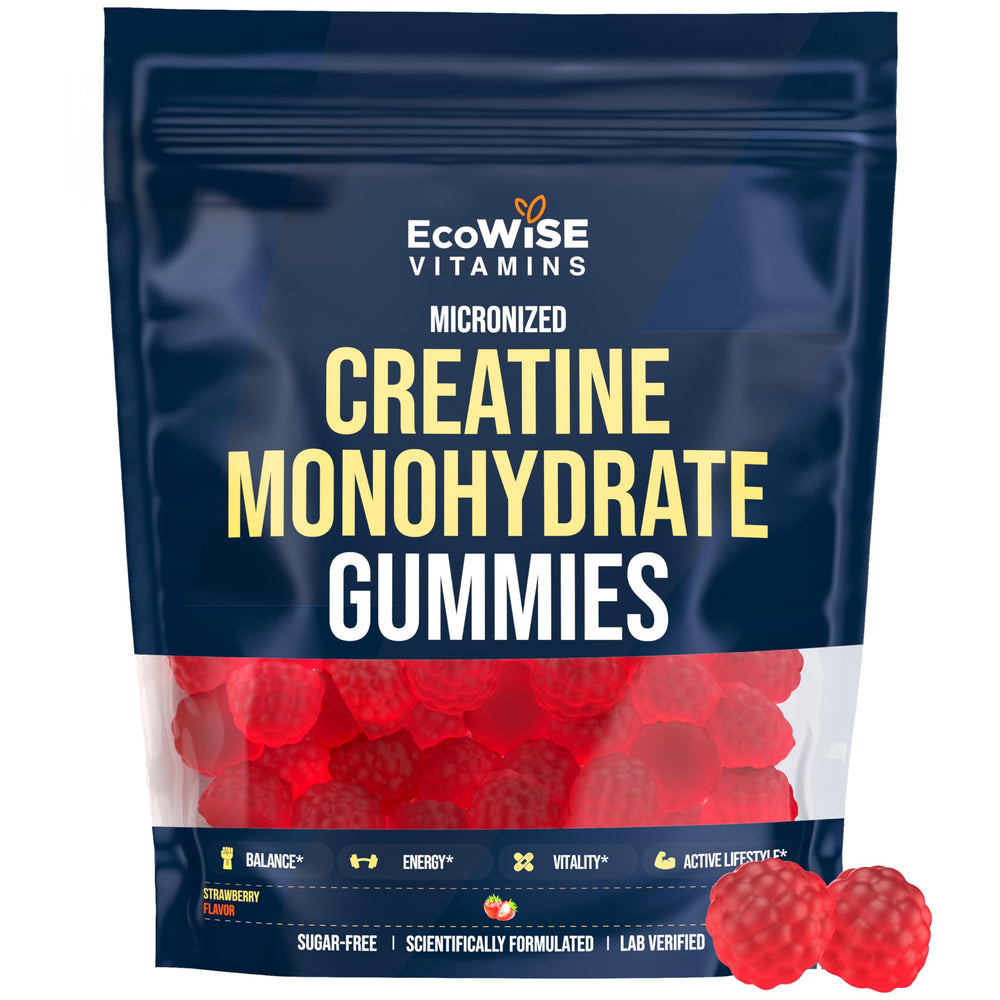 ECOWISE VITAMINS frasco frontal mostrando 120 gomitas y diseño claro