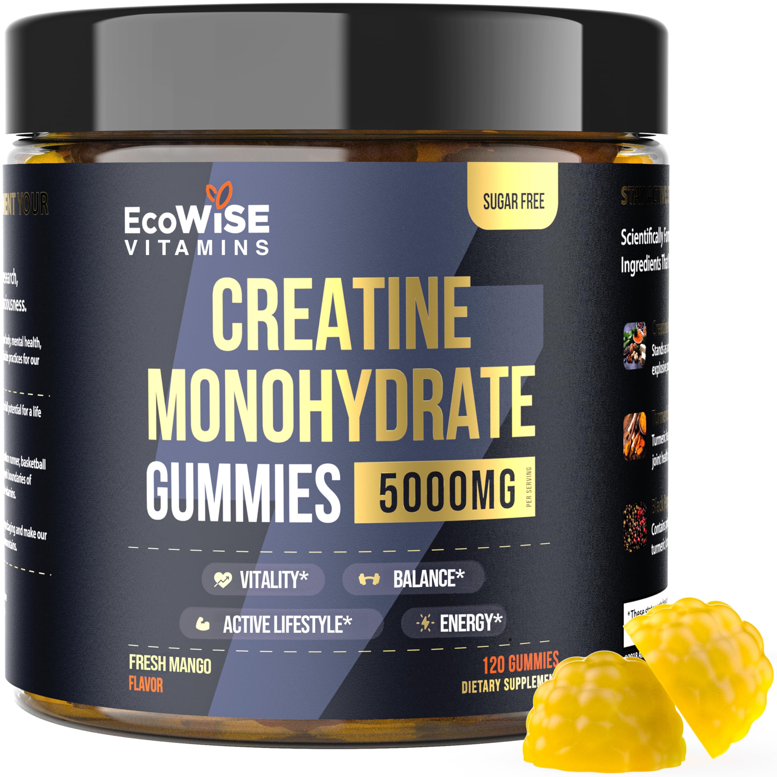 ECOWISE VITAMINS envase frontal claramente legible, conveniencia de dosis