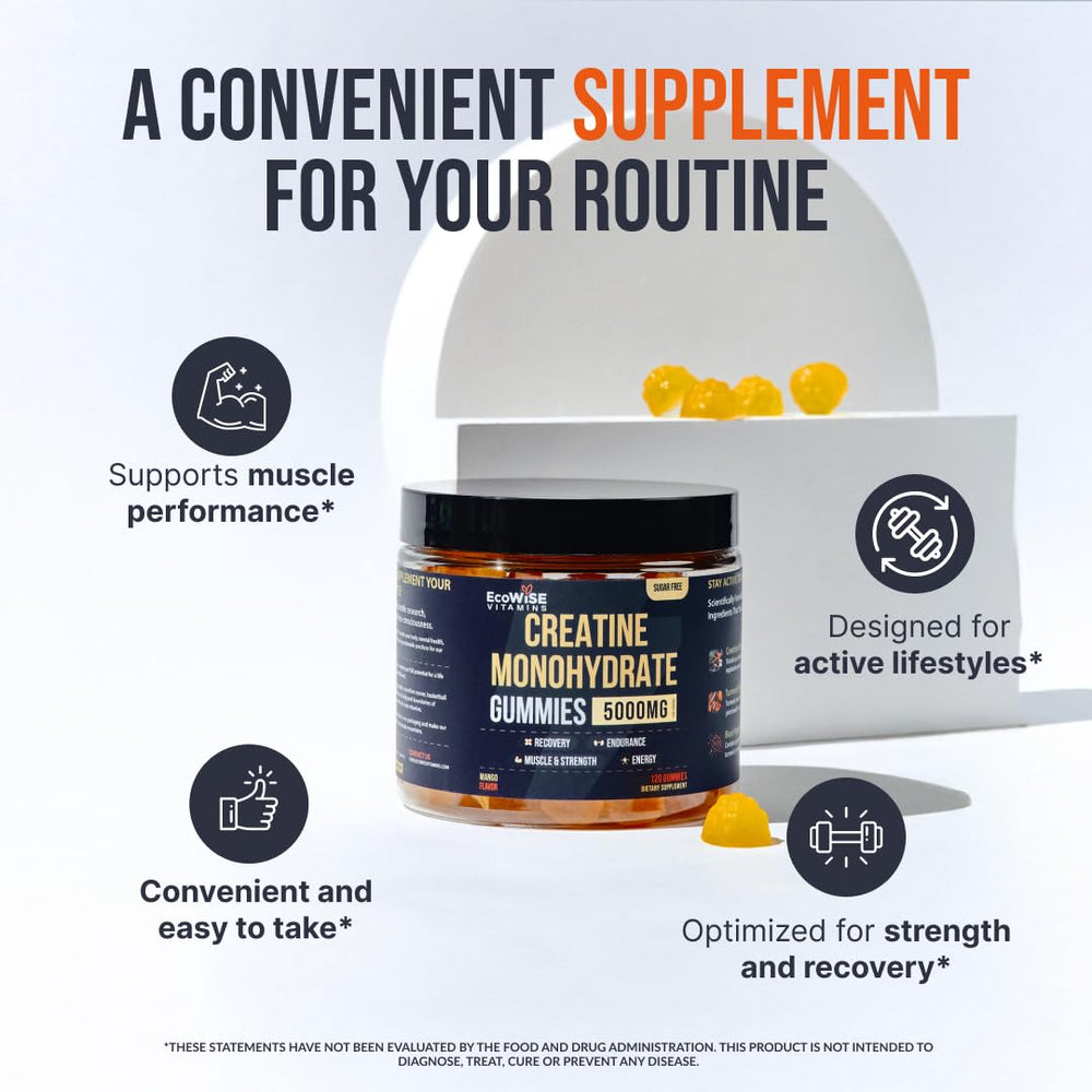 ECOWISE VITAMINS persona entrenando llevando gominolas, uso práctico