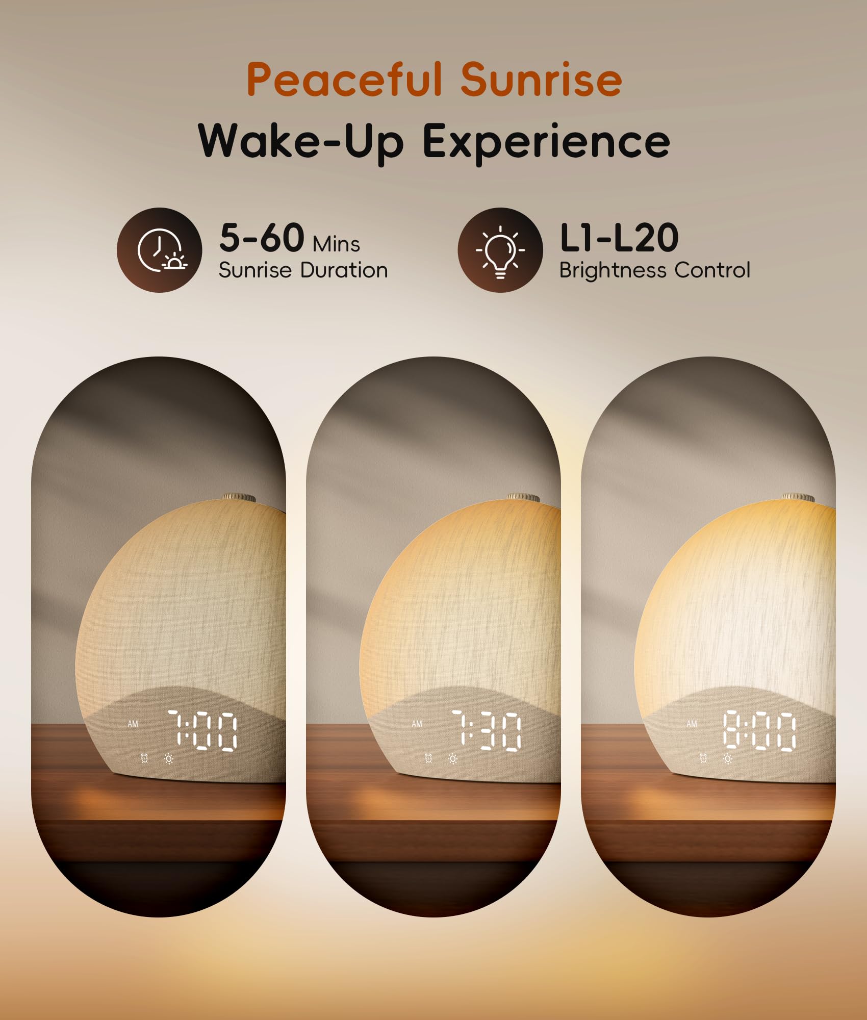 ecozy luz simulando amanecer para un despertar gradual y más suave