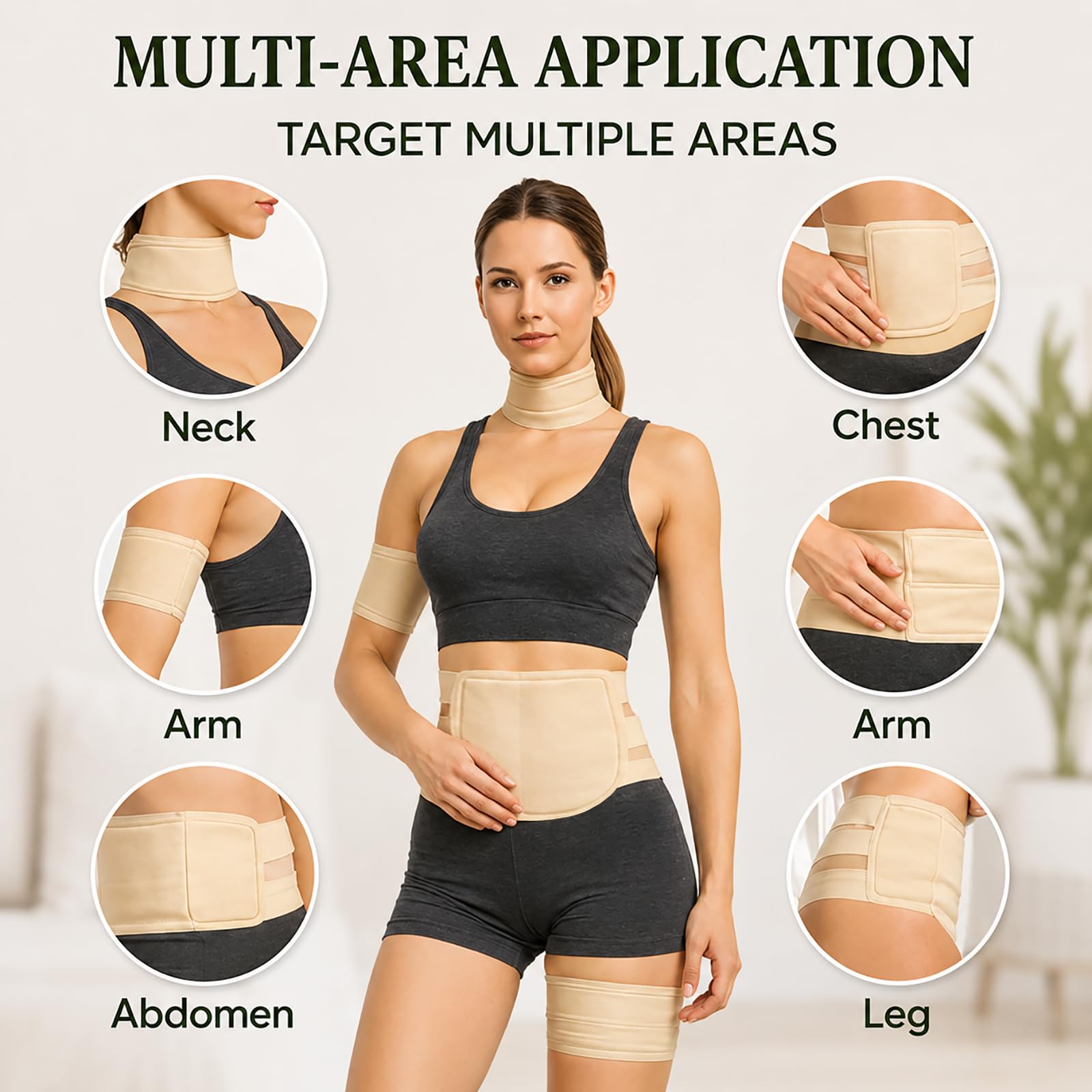 EDEN LABS faja ajustada al abdomen mostrando su sujeción estable