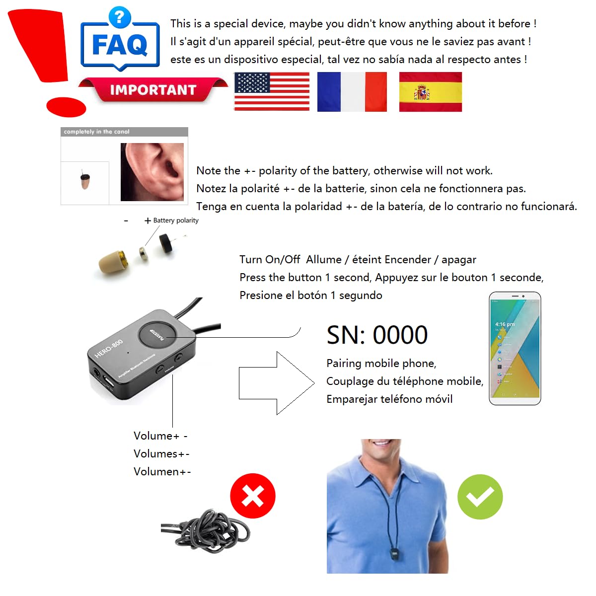 EDIMAEG primer plano del auricular CIC que muestra su tamaño invisible