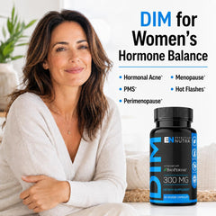 Etiqueta de Effective Nutra que destaca dosis de 300 mg DIM y 5 mg BioPerine