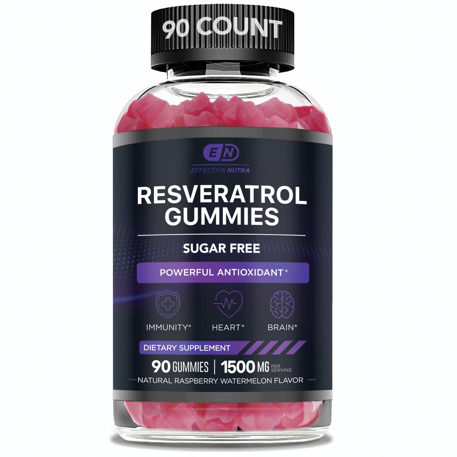 Effective Nutra gomitas frambuesa-sandía destacando sabor sin azúcar