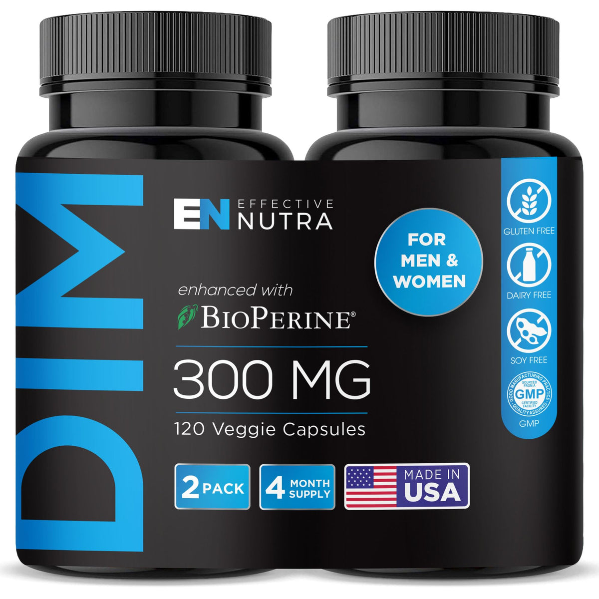 Effective Nutra frasco frontal mostrando el etiquetado y beneficio de equilibrio hormonal