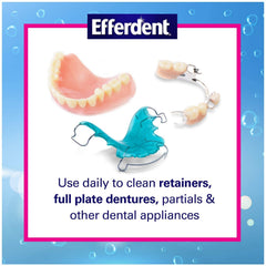 efferdent dentadura en remojo demostrando limpieza y frescura
