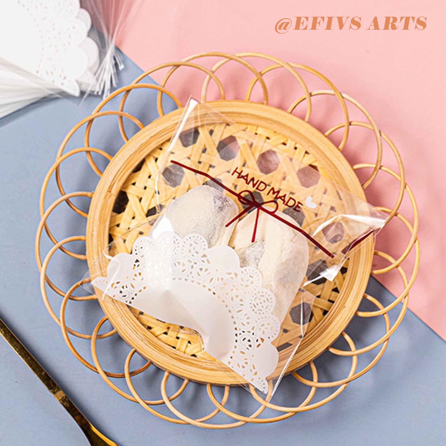 efivs arts bolsita transparente con galletas para presentación profesional
