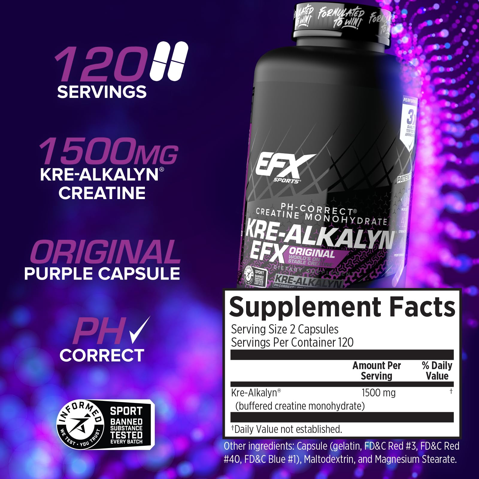 EFX Sports cápsula en mano para comparar tamaño y facilitar dosificación