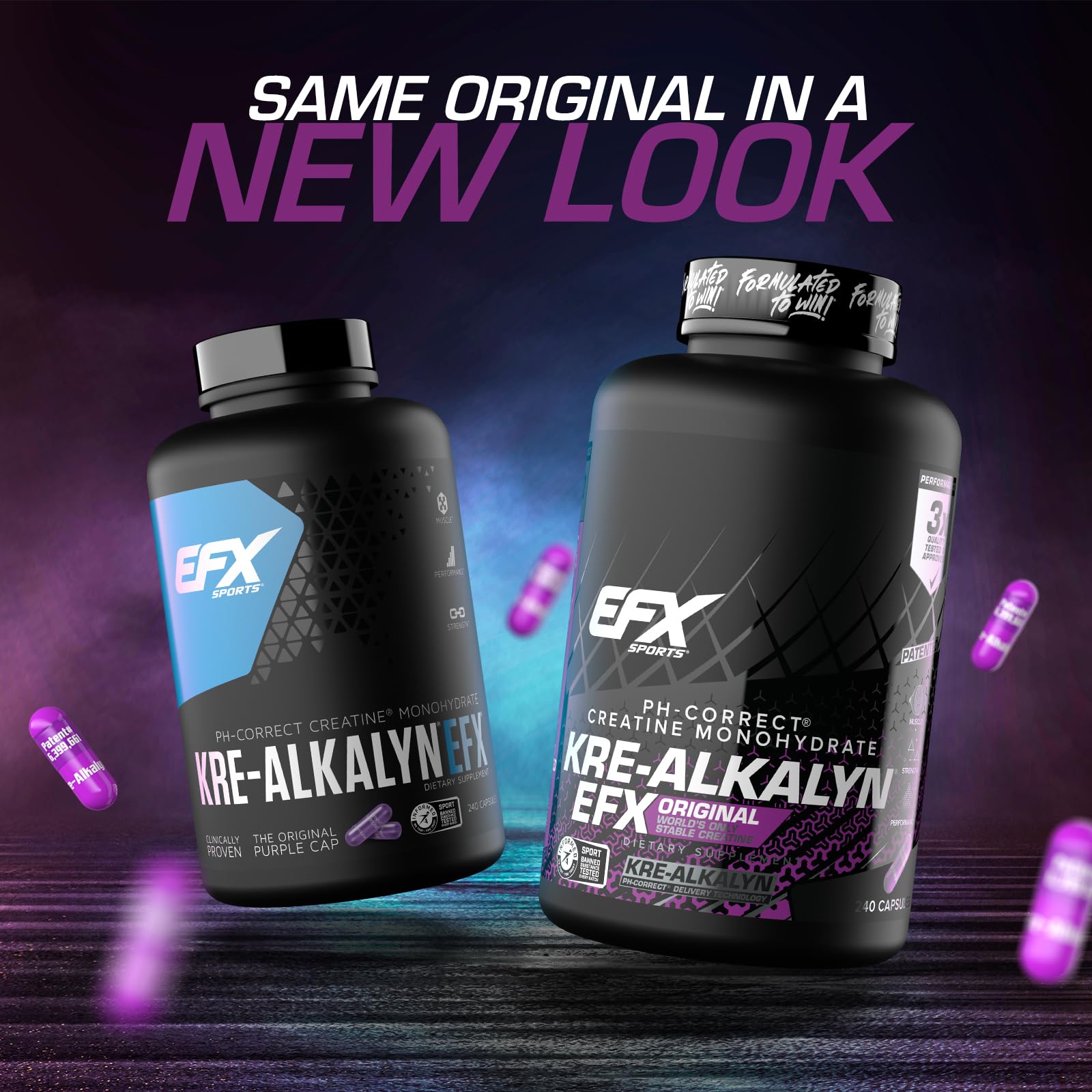 EFX Sports cápsulas en primer plano mostrando textura limpia y fácil de tragar