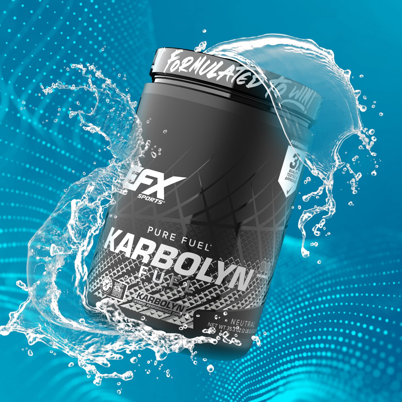 EFX Sports detalle del tapón y envase, sellado para seguridad y frescura