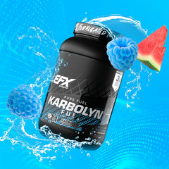 Atleta consumiendo Karbolyn Fuel EFX Sports post-entreno en banco, recuperación apoyada