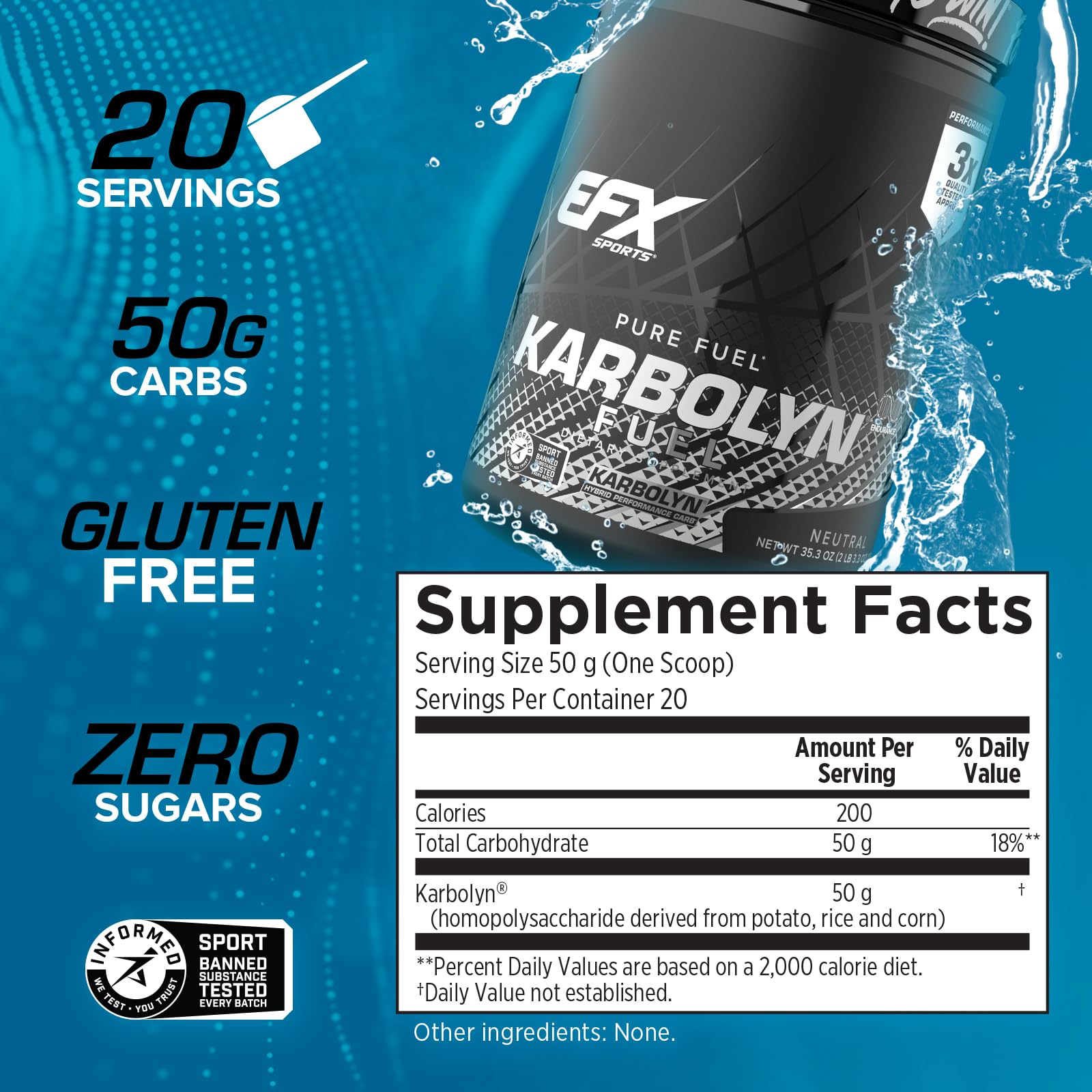 EFX Sports vaso con Karbolyn mezclado mostrando disolución sin grumos