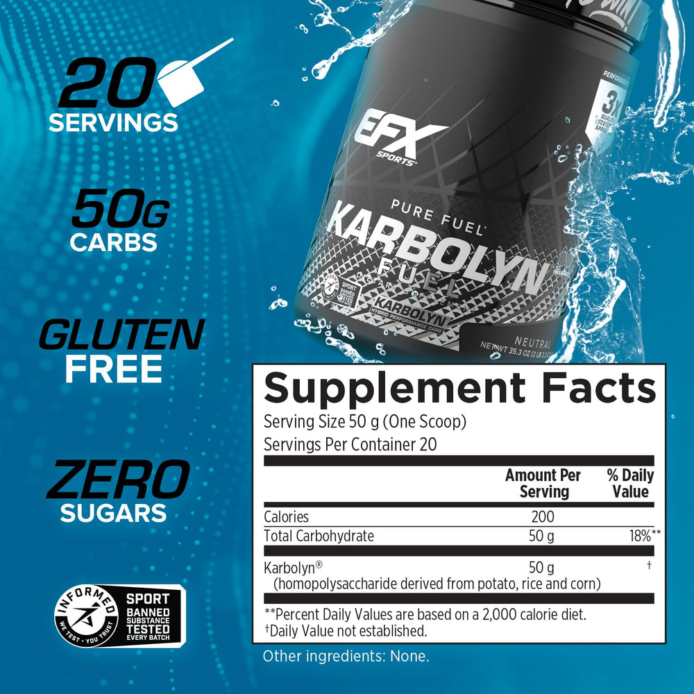 EFX Sports vaso con Karbolyn mezclado mostrando disolución sin grumos
