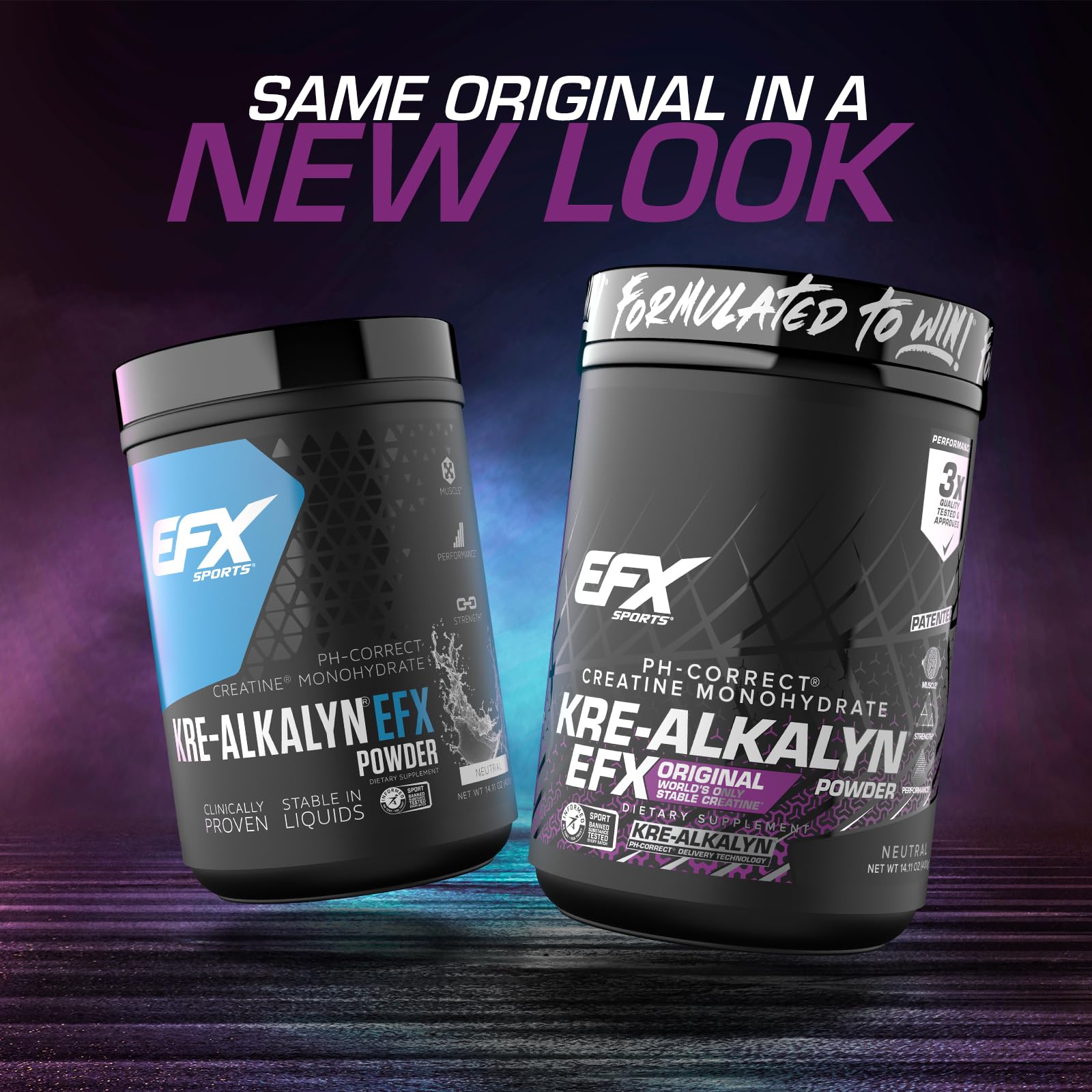 EFX Sports detalle del polvo Kre-Alkalyn, textura fina para mezclar fácil