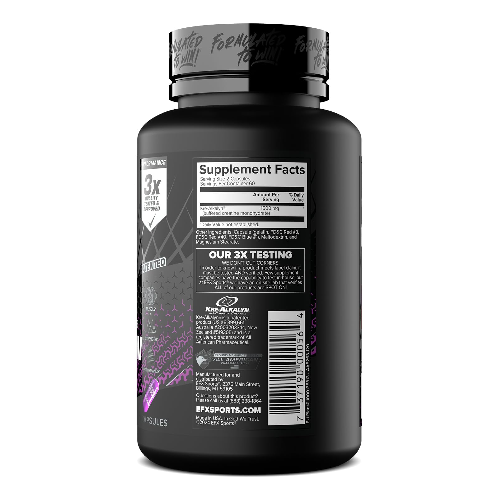 EFX Sports cápsulas junto a toalla y botella para antes/después