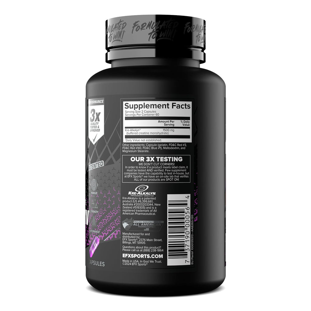 EFX Sports cápsulas junto a toalla y botella para antes/después