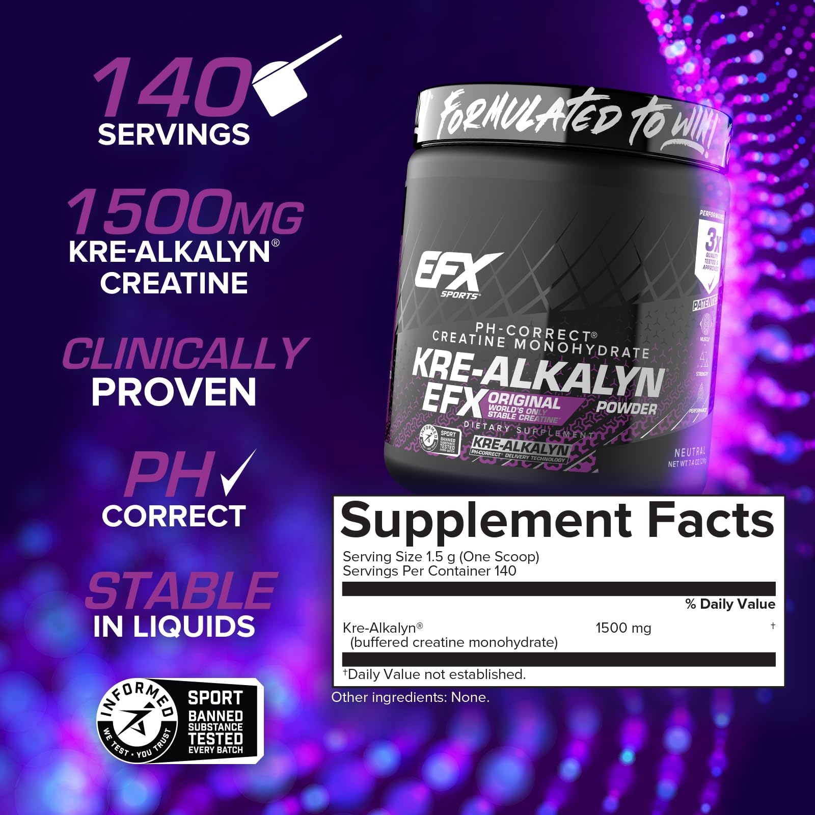 EFX Sports polvo disuelto en vaso, preparación rápida antes de entrenar