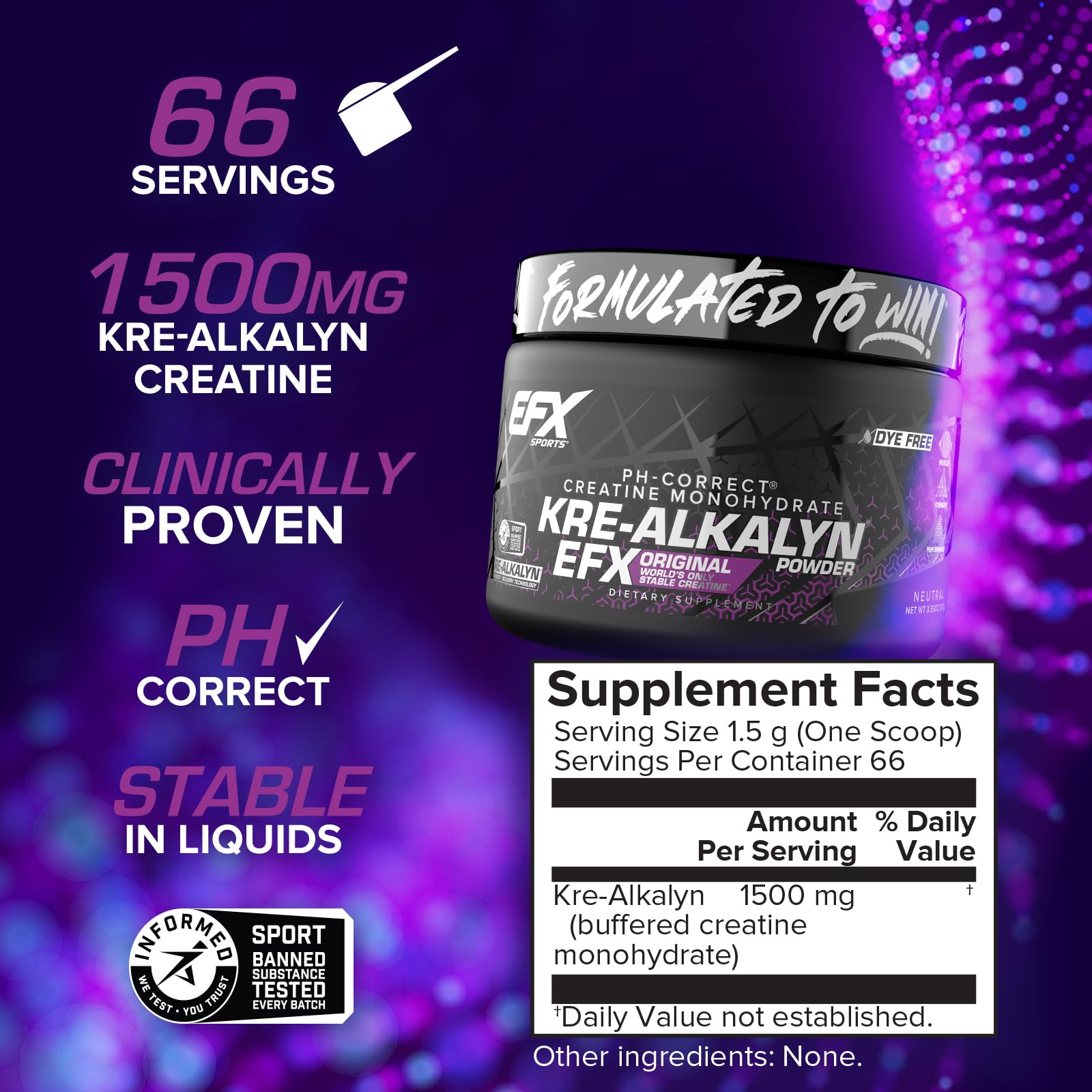 Vaso con Kre‑Alkalyn EFX disuelto en agua mostrando facilidad de mezcla