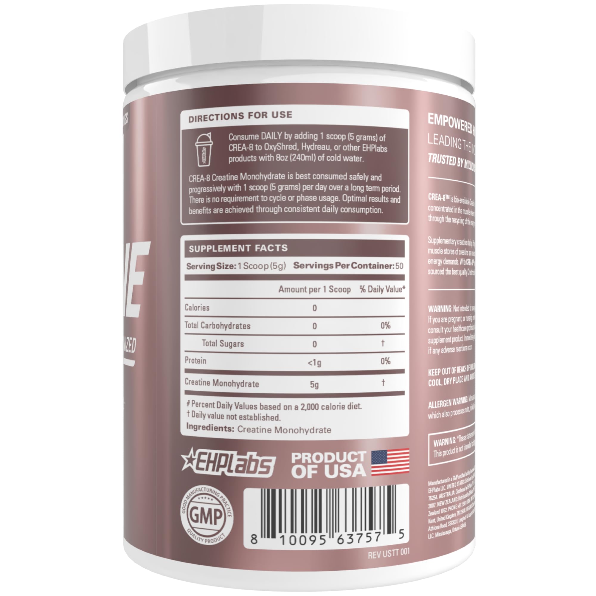 Atleta usando EHP Labs CREA-8 previo al entrenamiento para mayor rendimiento