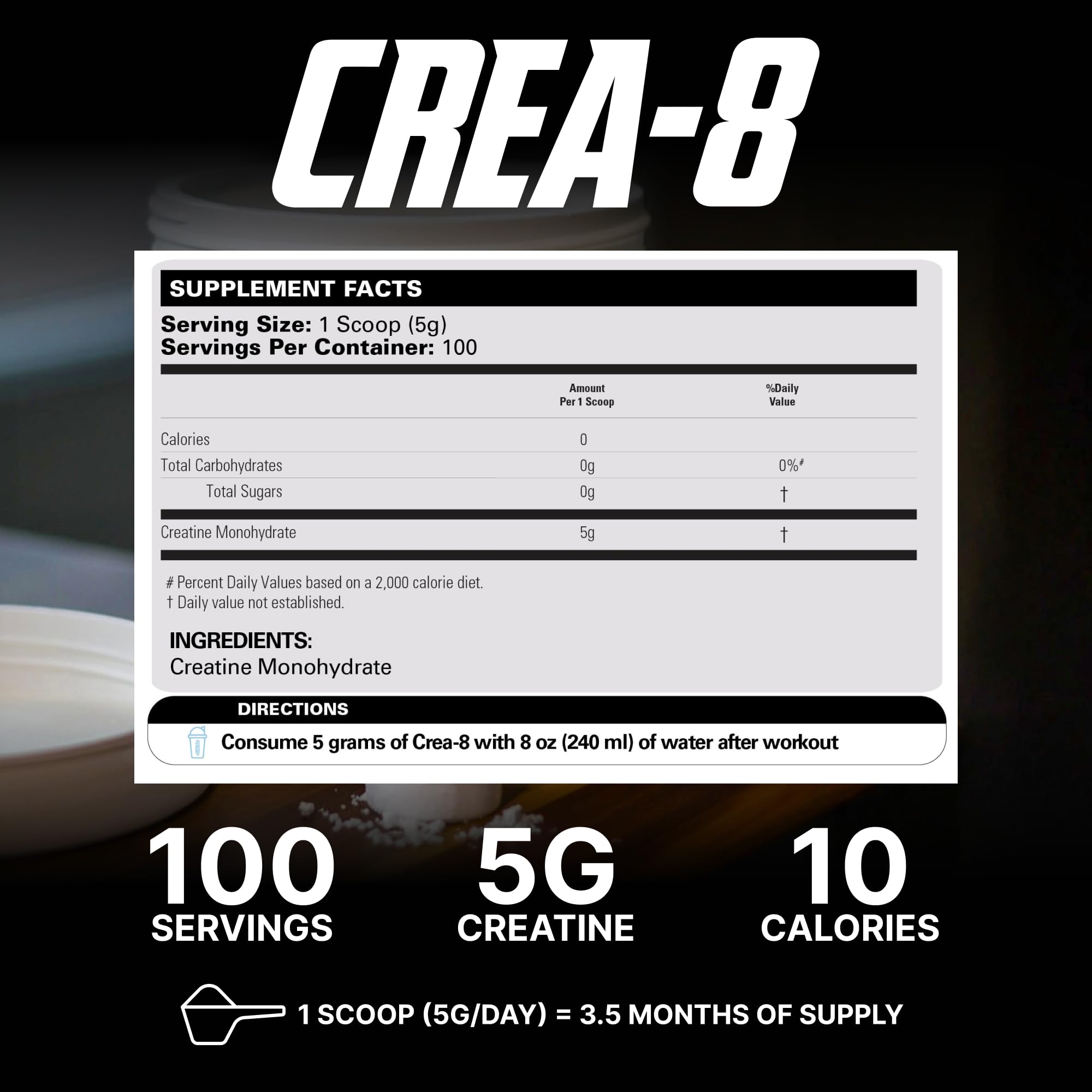 EHP Labs CREA-8 tarro abierto mostrando el interior y acceso fácil