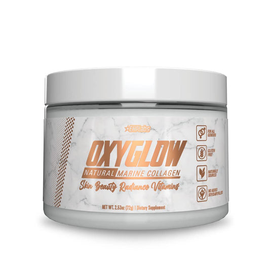 EHP Labs OxyGlow envase frontal mostrando diseño y raciones, aporta claridad sobre el producto
