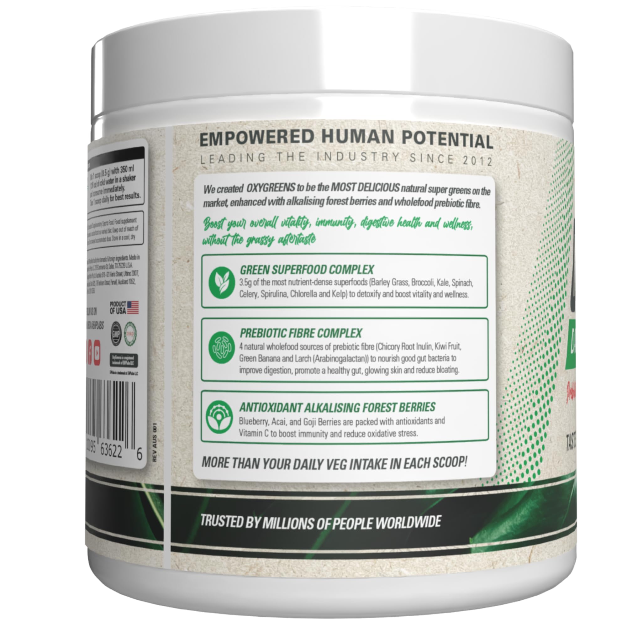EHP Labs OxyGreens en cocina lifestyle, beneficio: integración fácil en rutina diaria