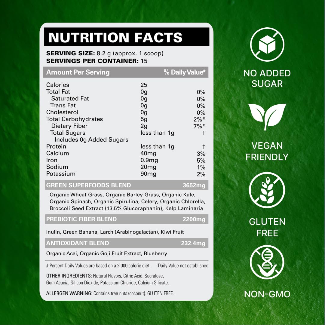 EHP Labs OxyGreens polvo textura fina lista para mezclar y beneficiar digestión