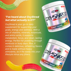 Bote de OxyShred EHP Labs junto a una mano para ver escala real del producto