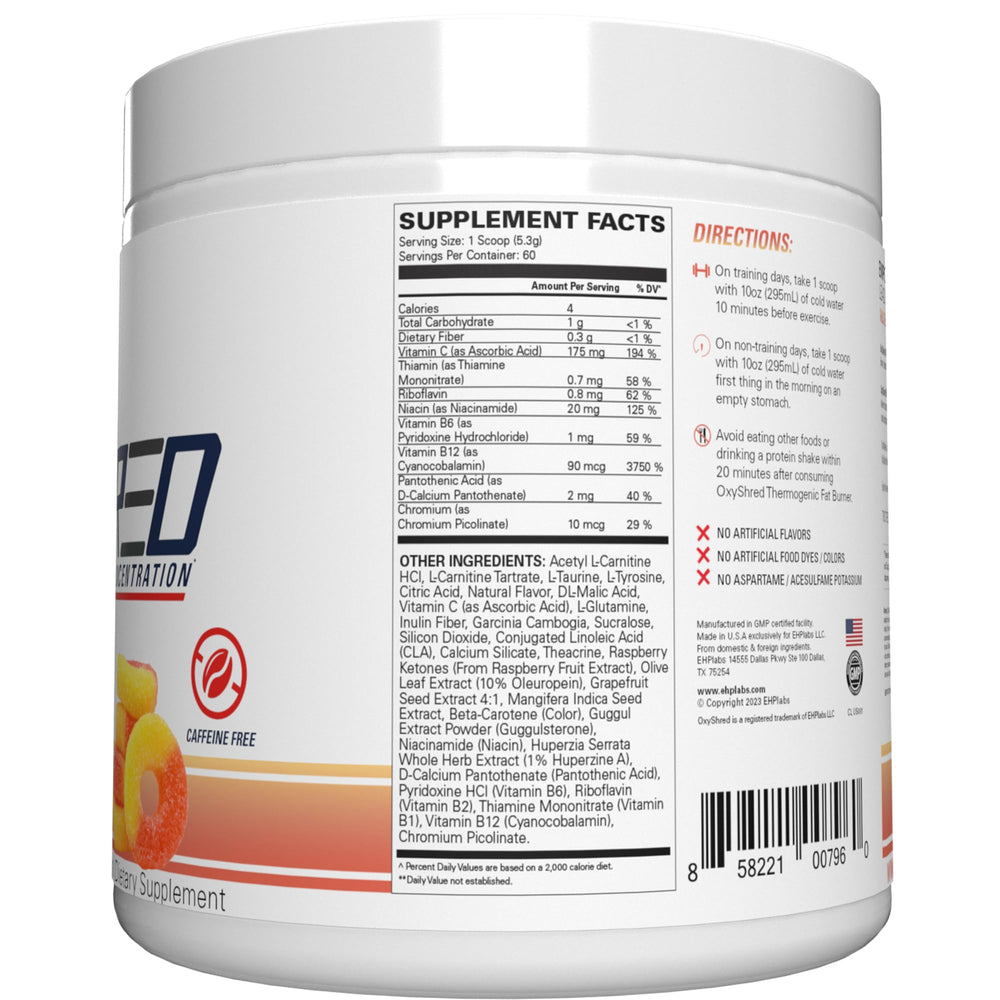 OxyShred EHP Labs en uso antes de entrenamiento en gimnasio, energía sin jitters