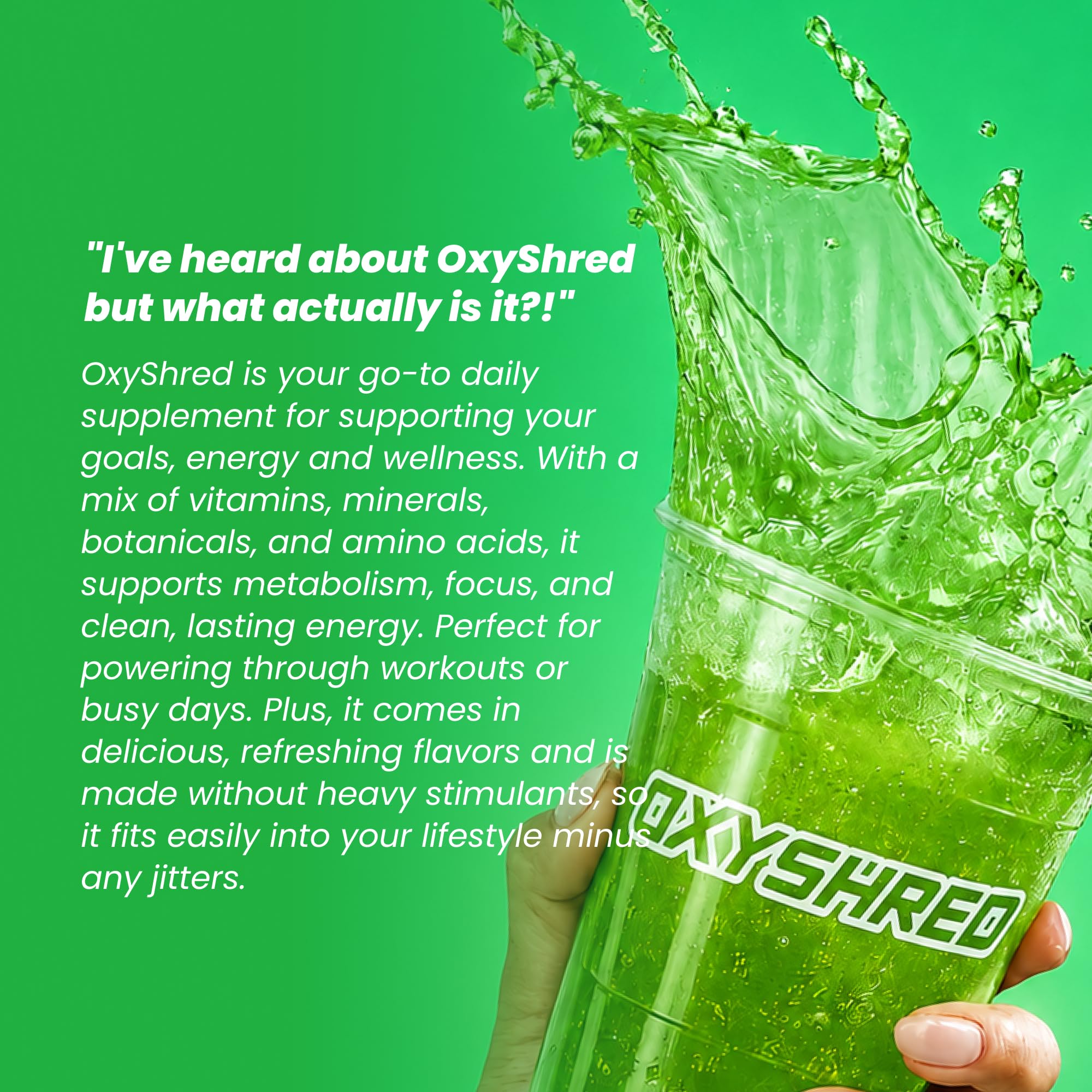 Etiqueta de OxyShred EHP Labs con lista de ingredientes clave y control de calidad