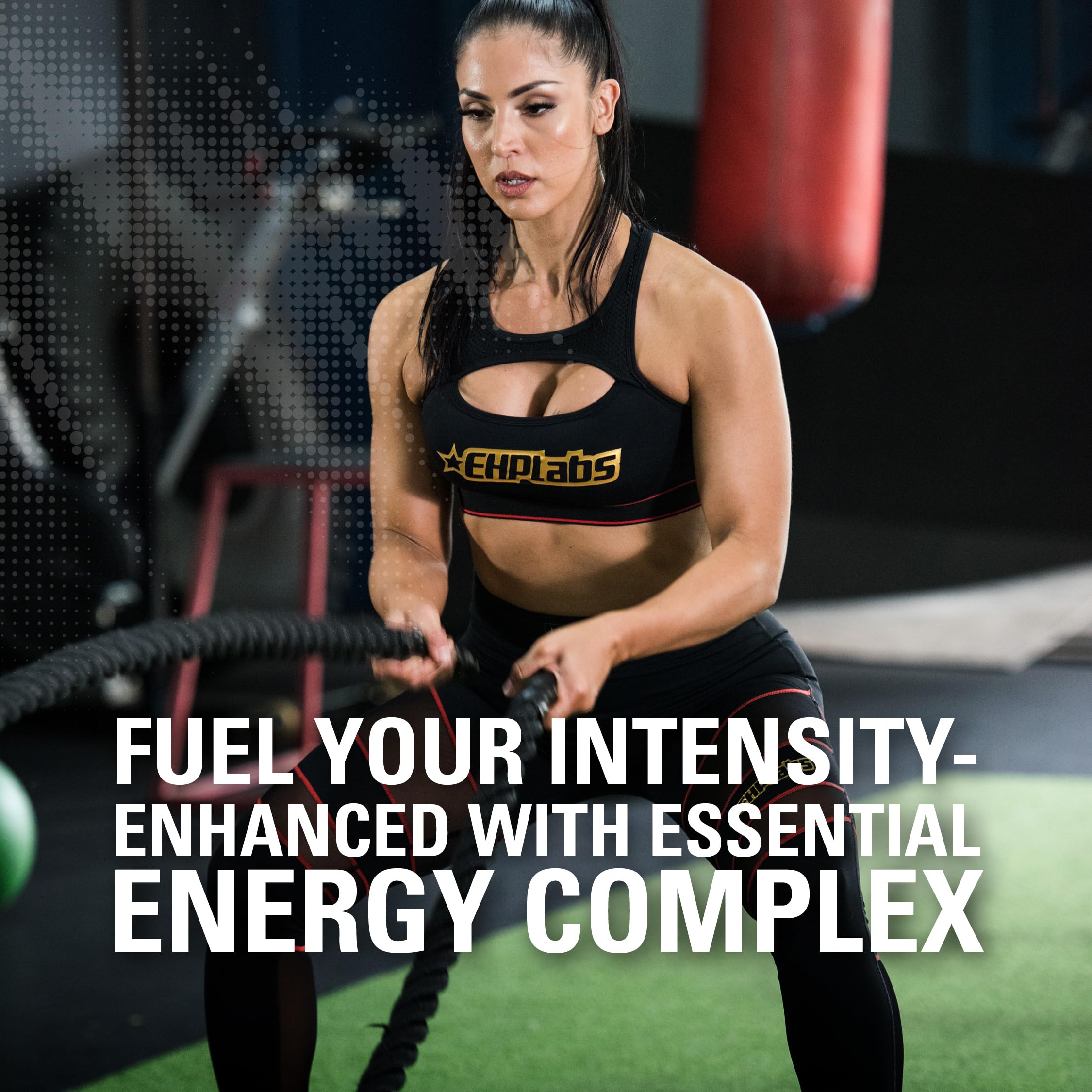 EHP Labs OxyShred etiqueta con ingredientes clave y certificación GMP