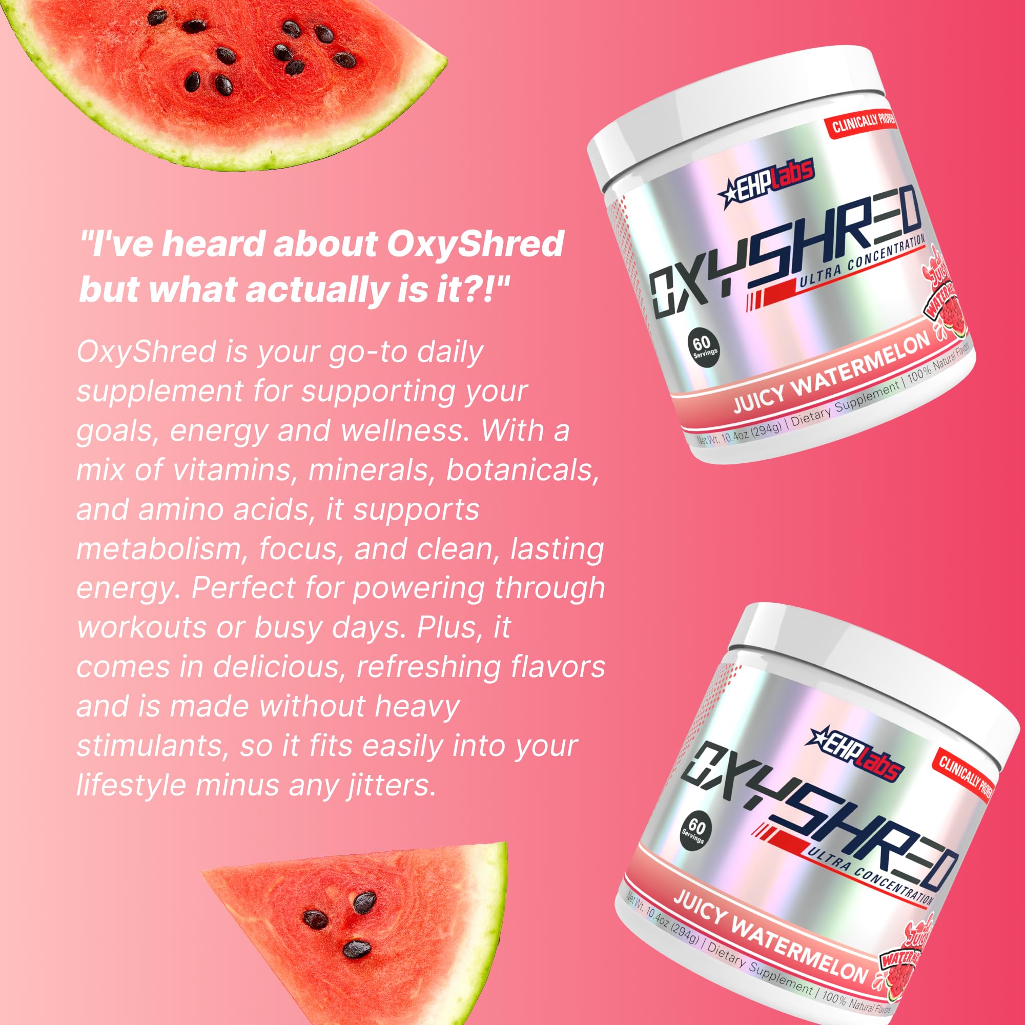 Etiqueta nutricional de OxyShred EHP Labs con información del producto