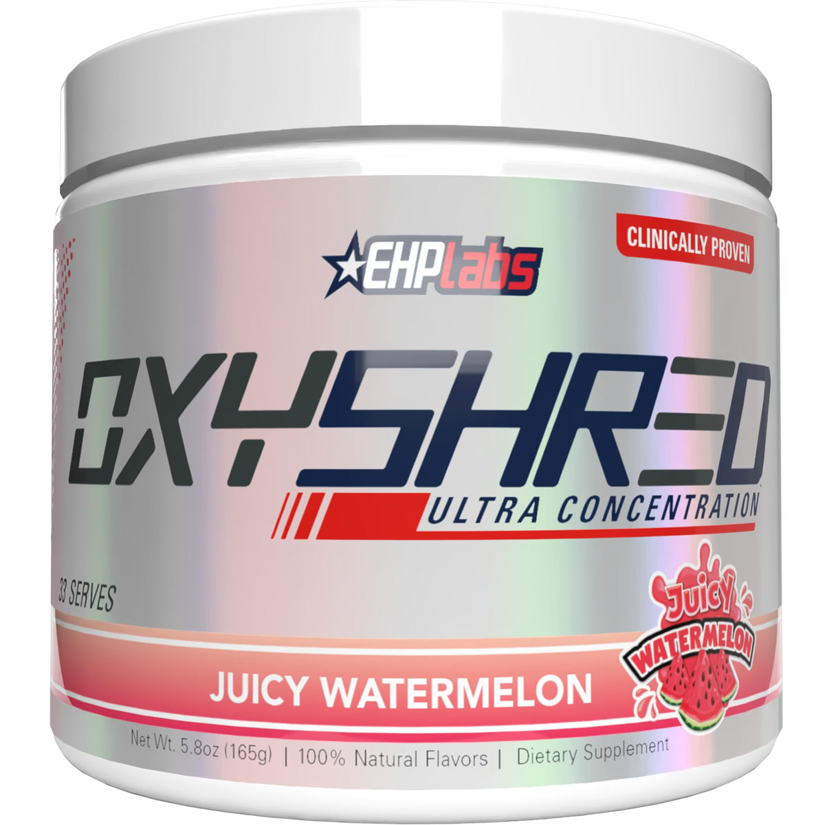 EHP Labs OxyShred frontal del envase mostrando diseño y sabor