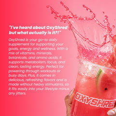 Ingredientes clave de OxyShred mostrados para transparencia y beneficio