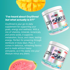 Ingredientes clave de EHP Labs OxyShred en primer plano para soporte y concentración