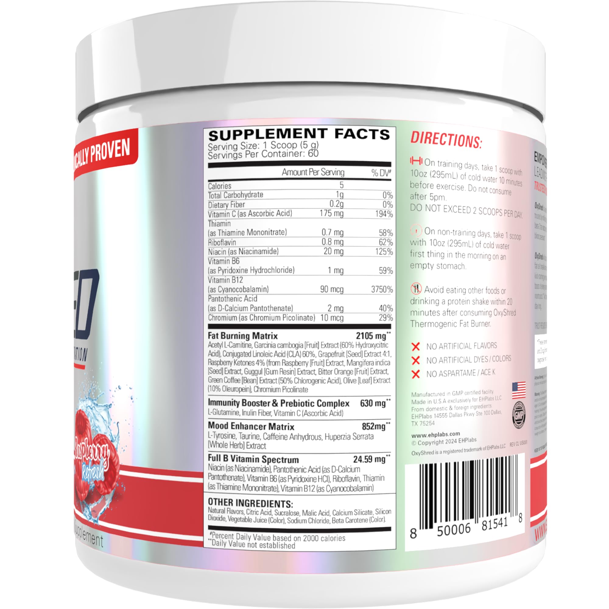 EHP Labs OxyShred en escenario lifestyle con botella para llevar y soporte al rendimiento diario
