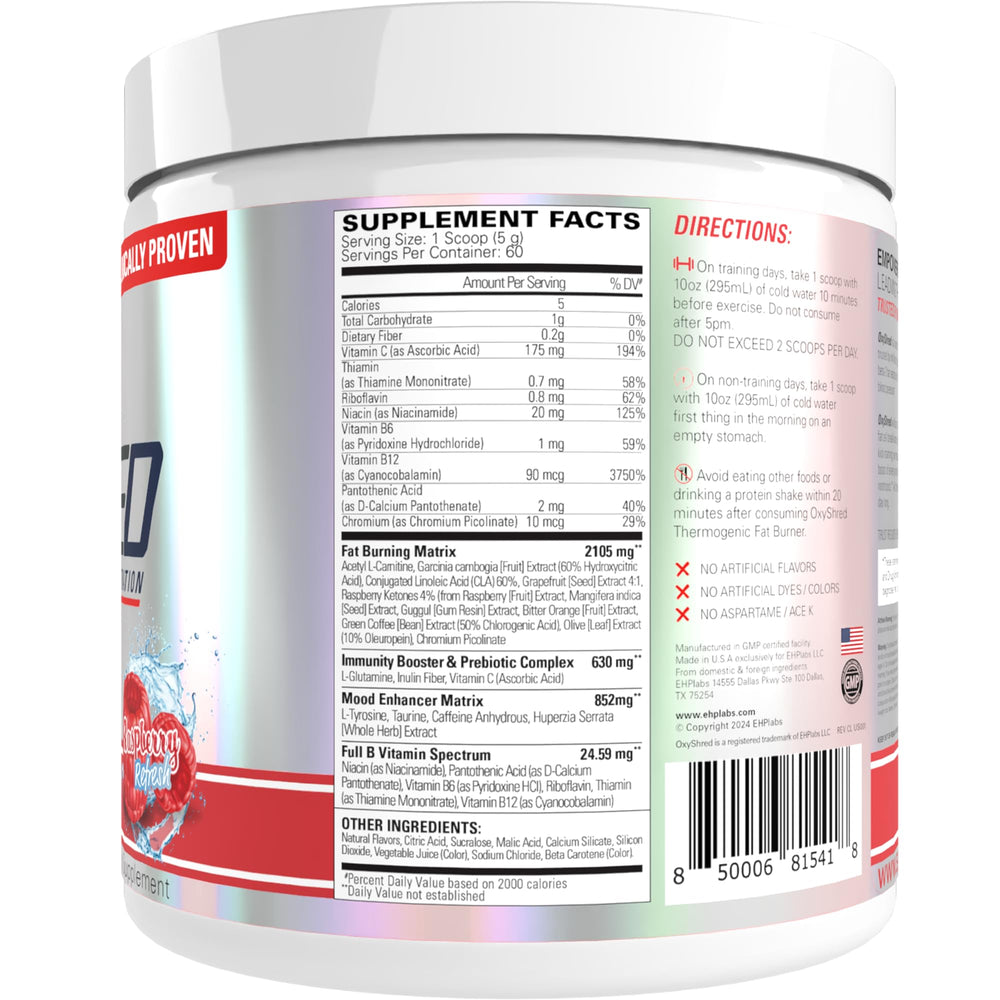 EHP Labs OxyShred en escenario lifestyle con botella para llevar y soporte al rendimiento diario