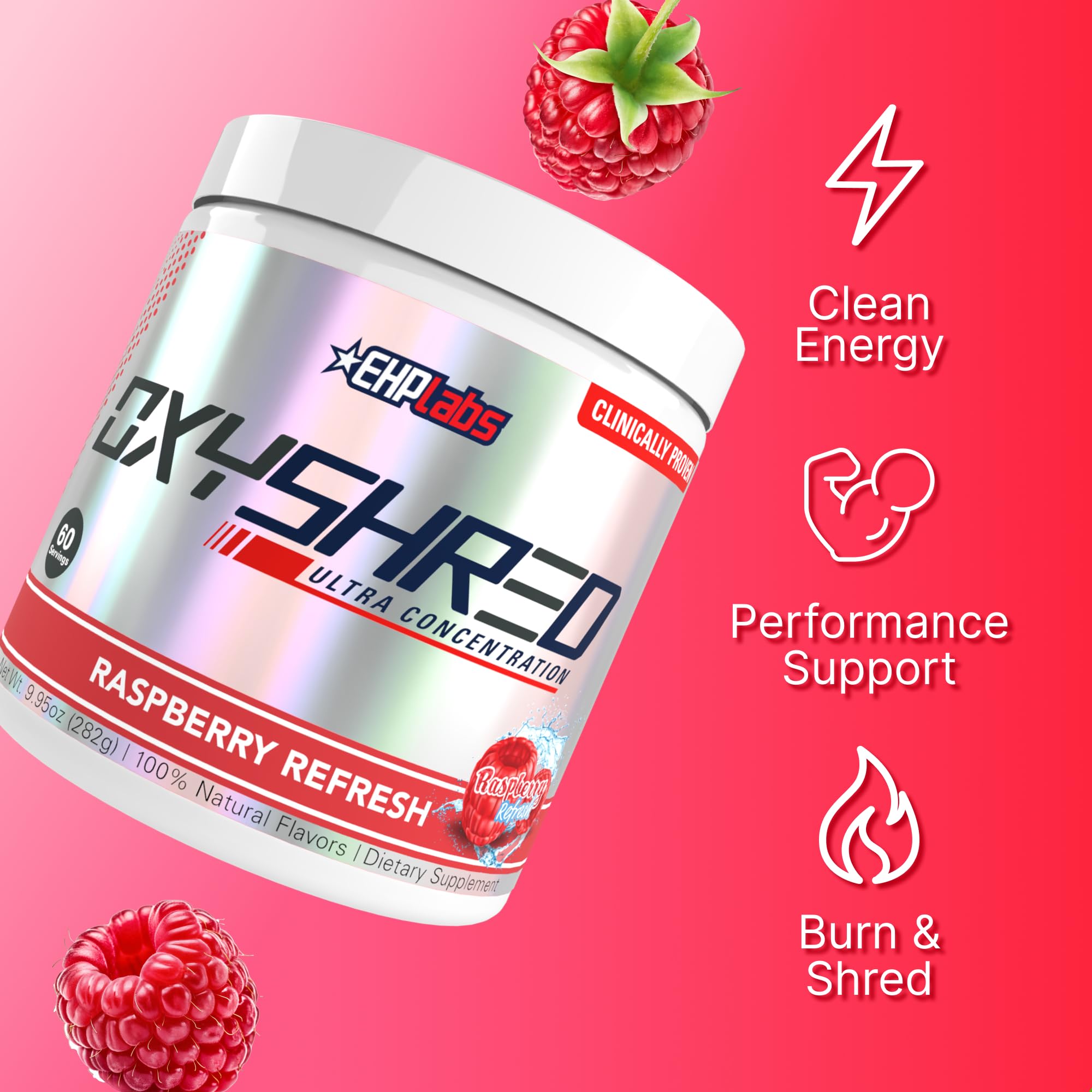 EHP Labs OxyShred polvo en cuchara mostrando textura fina y mezcla rápida para mejor disolución