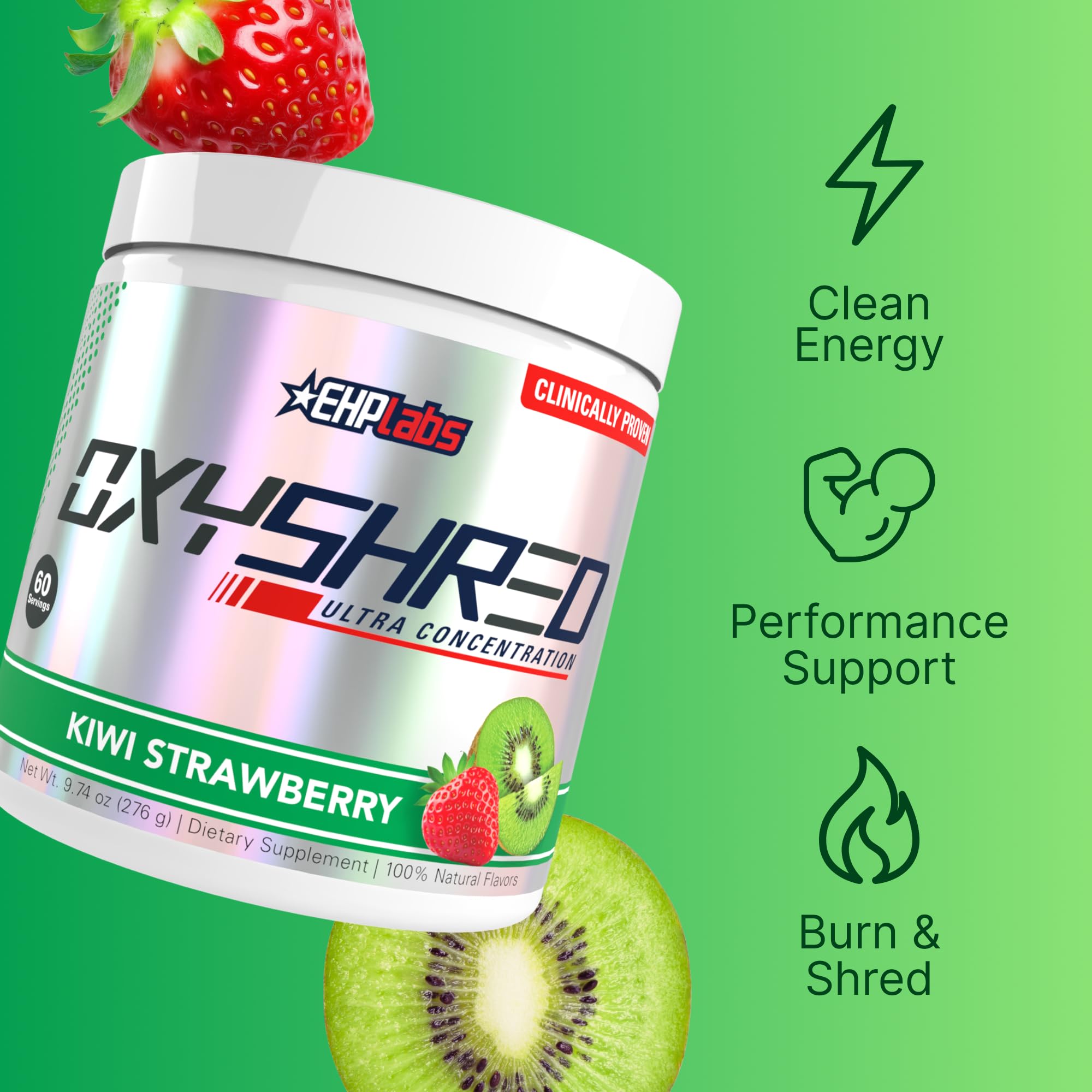 EHP Labs bebida OxyShred preparada sabor Kiwi Strawberry lista antes del entrenamiento