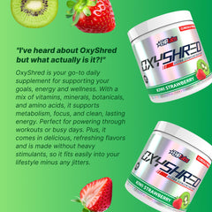 EHP Labs OxyShred en gimnasio junto a botella para energía durante la sesión